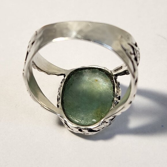 2013 Artisan Collection of Israel Roman Glass Sterling Silver Ring 30x17mm Sz 9 - Picture 15 of 16